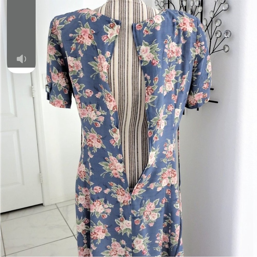 Rare Vintage Y2K Betsey Lauren Floral Cottage Victorian Midi Lace Collar Dress - Picture 7 of 8